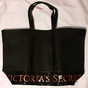 Victoria's Secret Black Mesh Weekender Beach Bag
